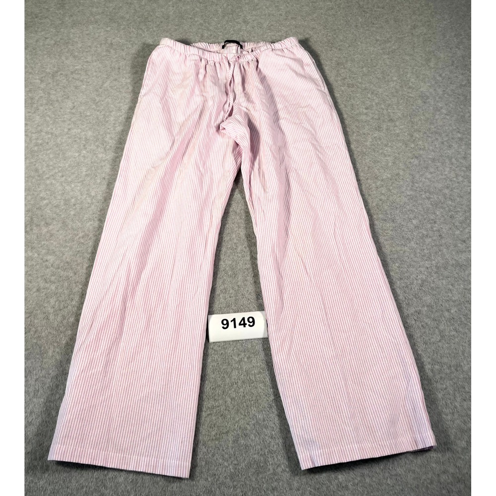 Hesperus Lounge Pants Womens Medium White Pink Striped Cotton Casual Drawstring